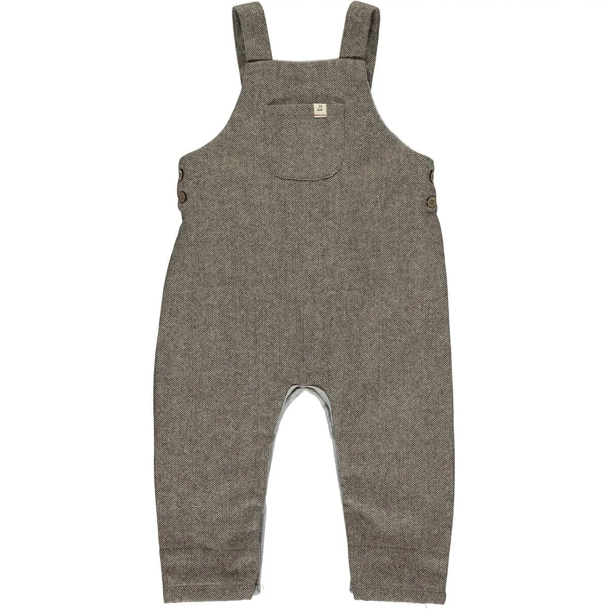 Beige Gleason Woven Tweed Overalls