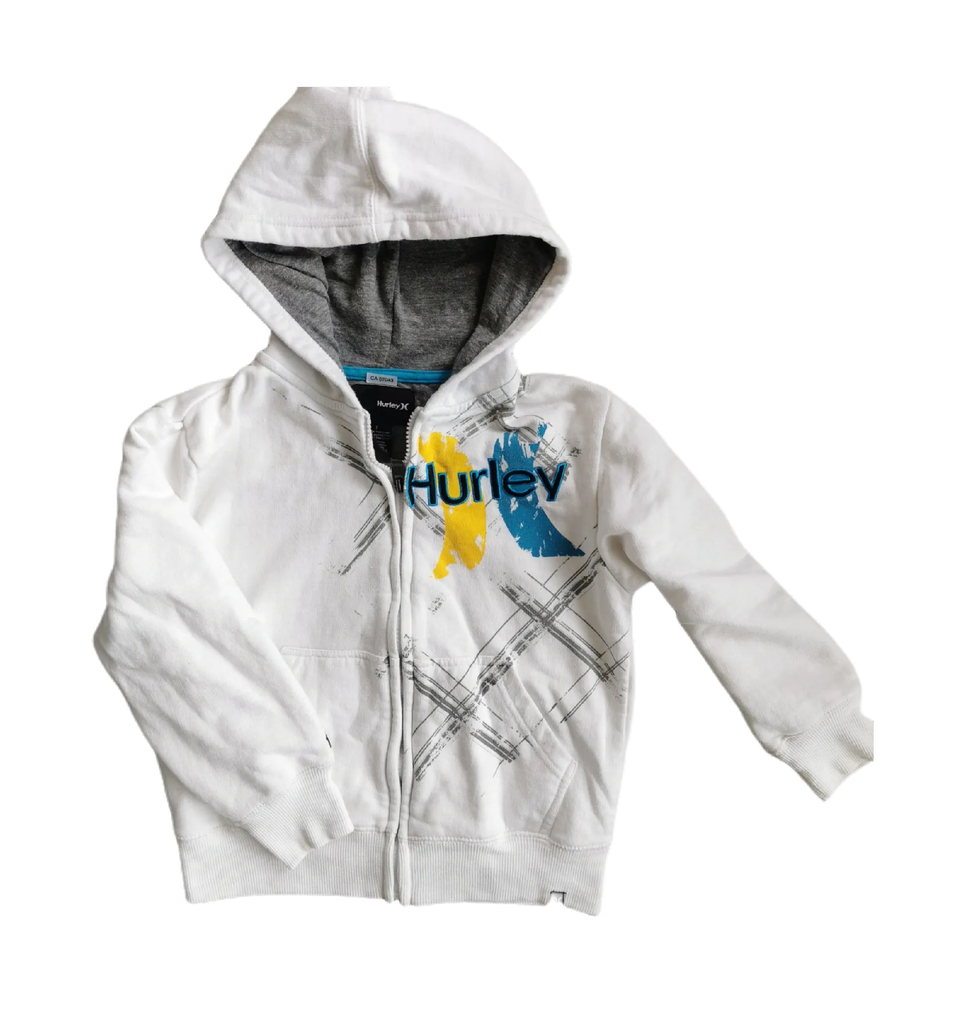 BOY SIZE 7 YEARS - HURLEY, Graphic Zippered Hoodie VGUC B34