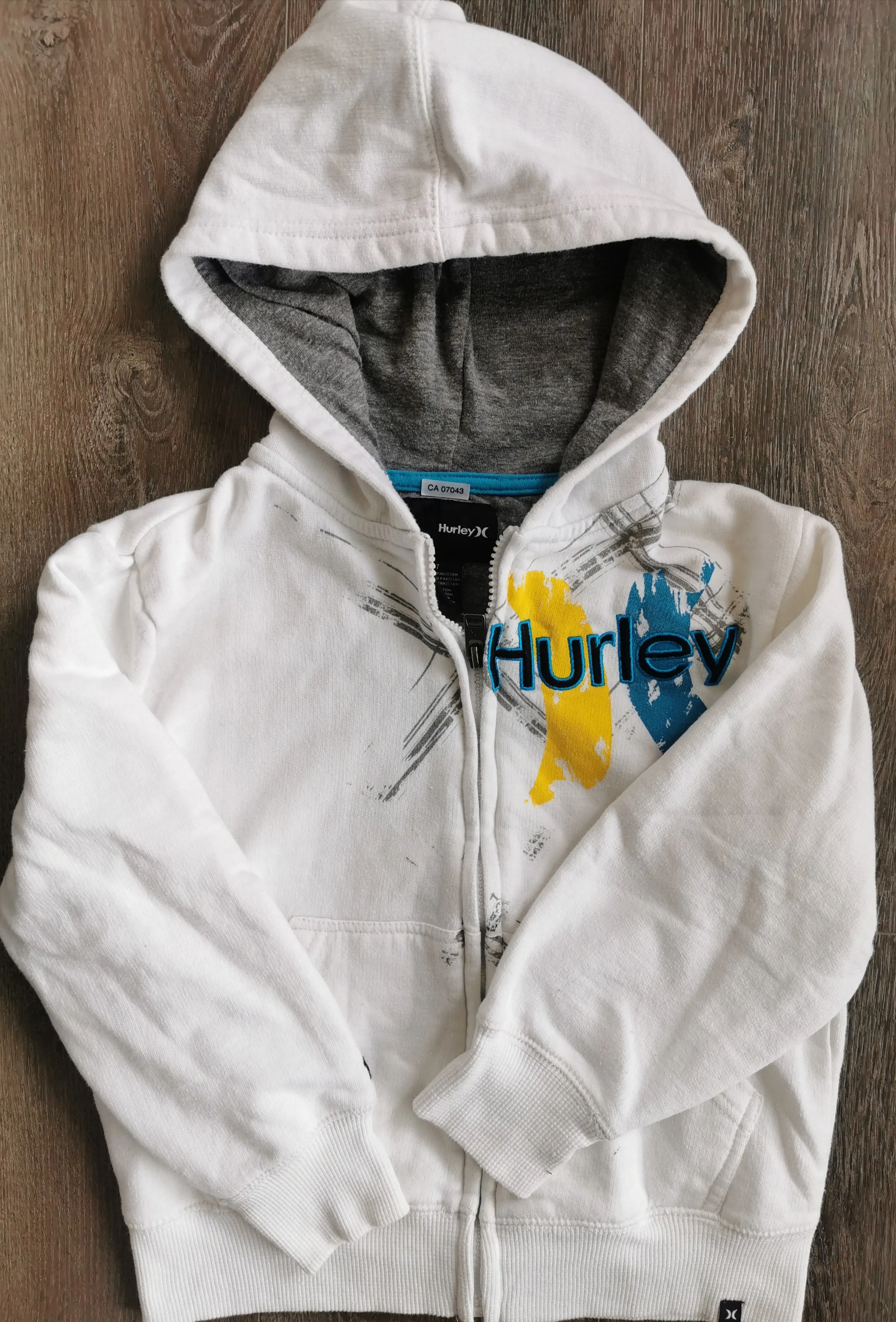 BOY SIZE 7 YEARS - HURLEY, Graphic Zippered Hoodie VGUC B34