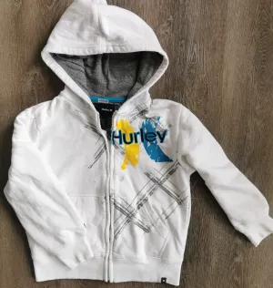 BOY SIZE 7 YEARS - HURLEY, Graphic Zippered Hoodie VGUC B34