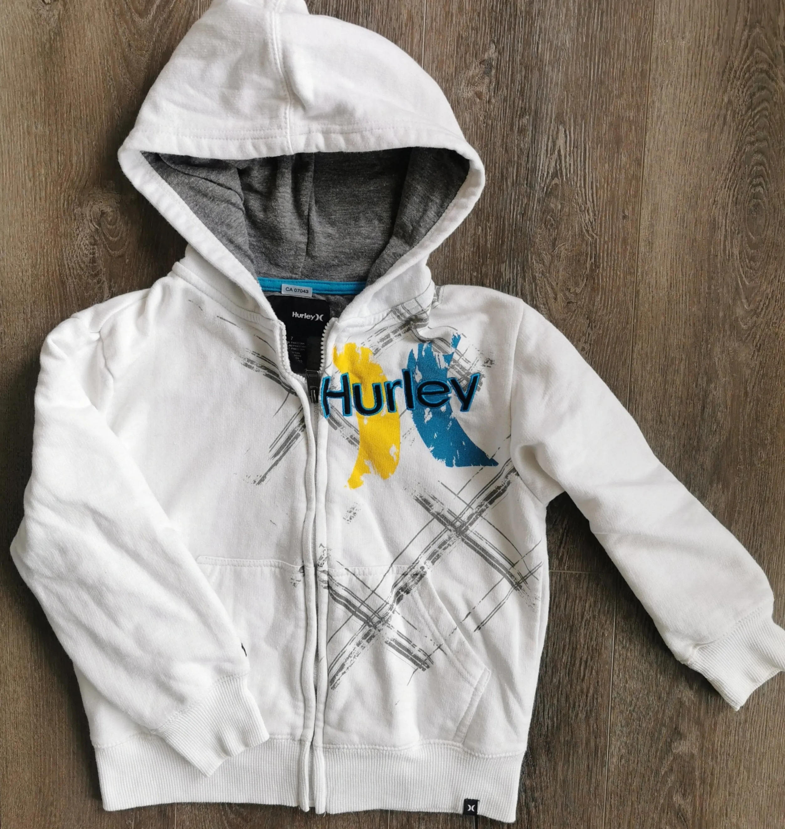 BOY SIZE 7 YEARS - HURLEY, Graphic Zippered Hoodie VGUC B34