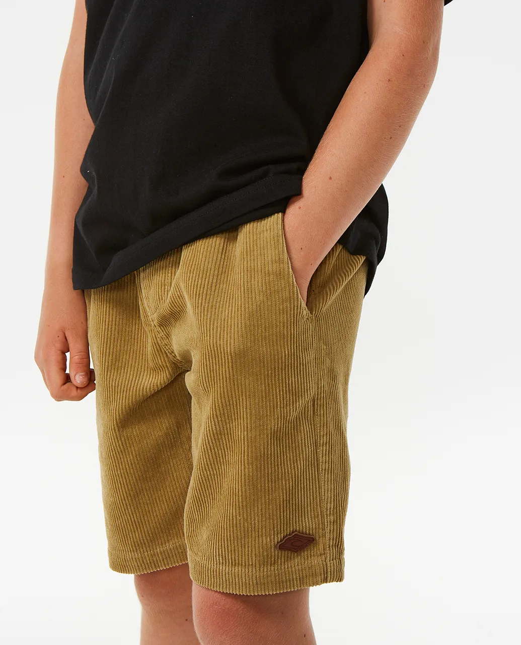 Boys Surf Cord Volley Shorts in Dark Khaki