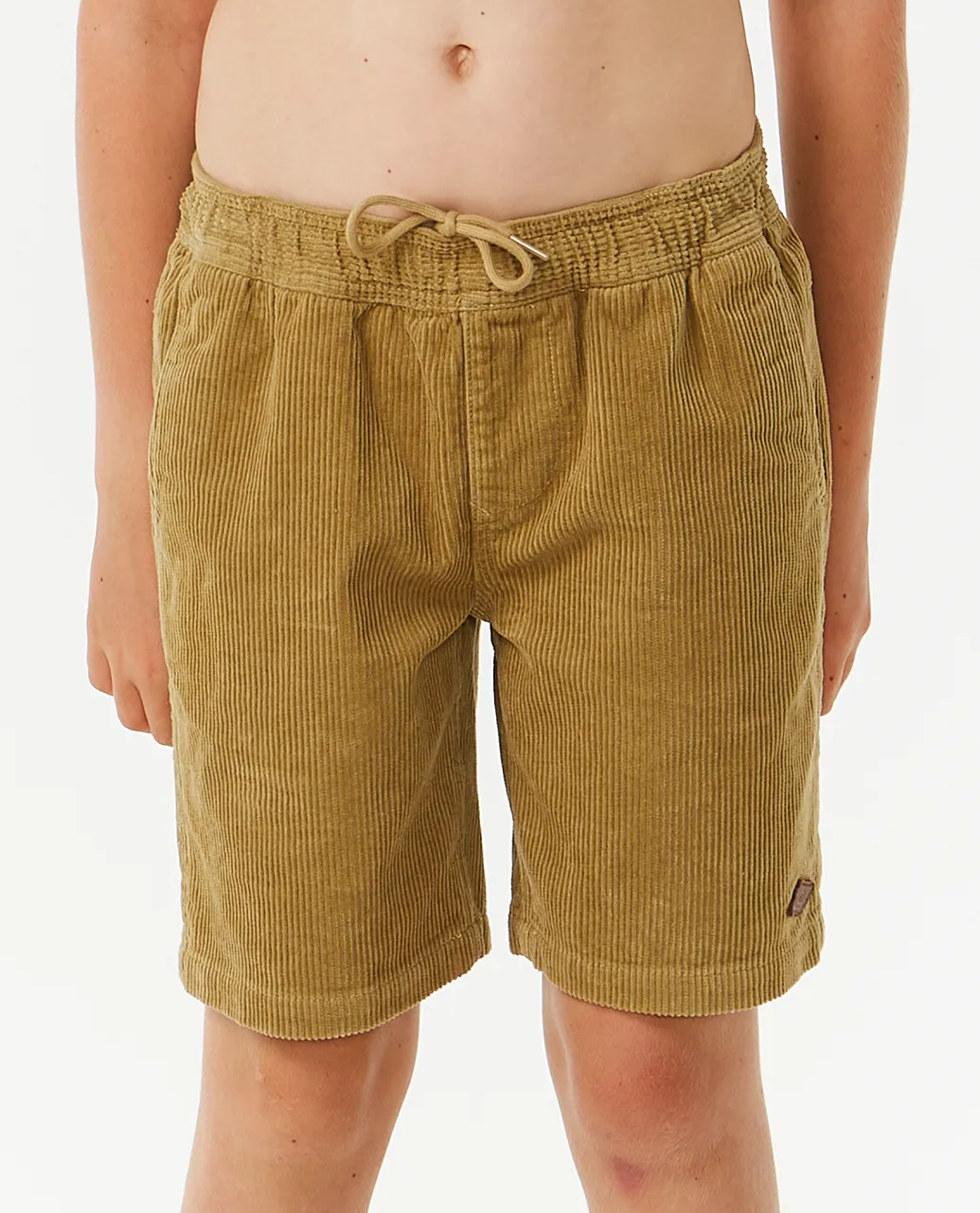 Boys Surf Cord Volley Shorts in Dark Khaki