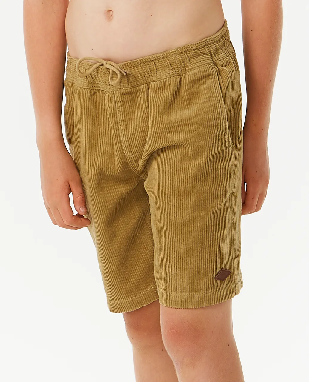 Boys Surf Cord Volley Shorts in Dark Khaki