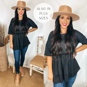 Classy and Casual Short Sleeve Babydoll Top in Black