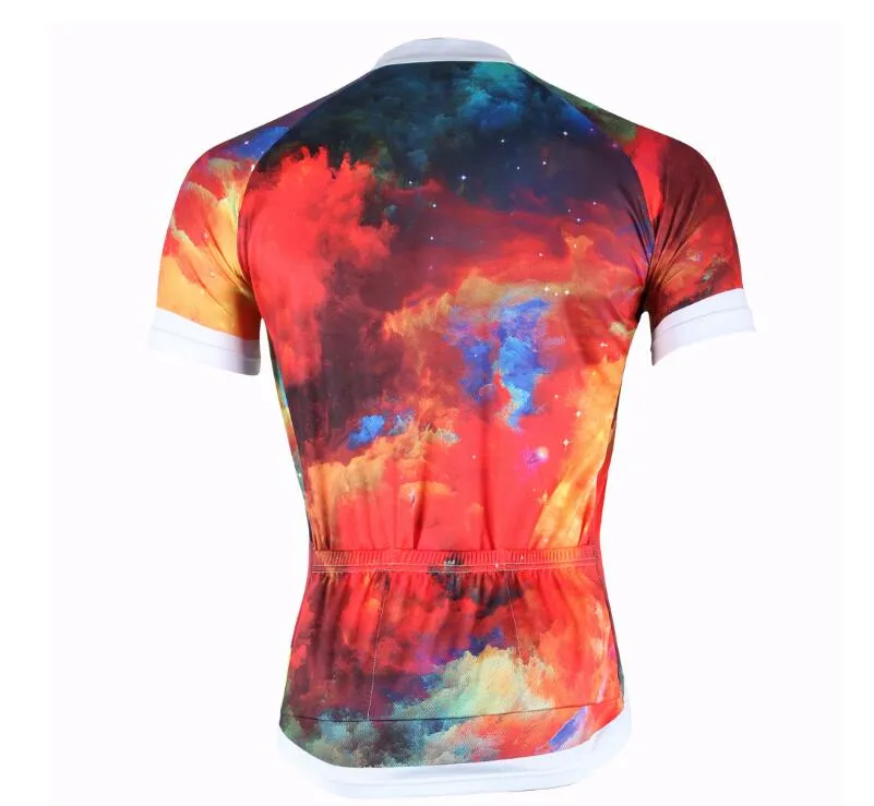 Colorful Fire Red Cloud Short Sleeve Jersey
