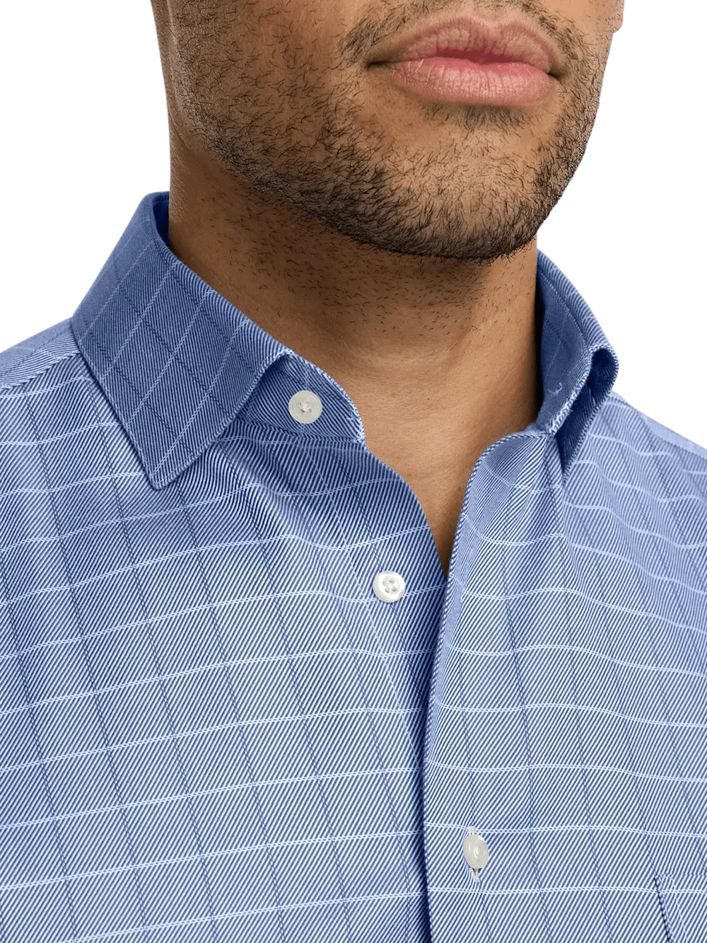 Comfort Stretch Non-Iron Check Dress Shirt - Cobalt