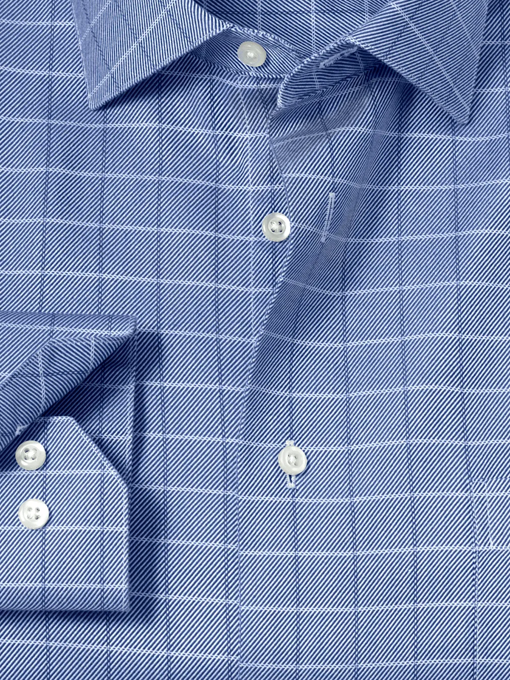 Comfort Stretch Non-Iron Check Dress Shirt - Cobalt