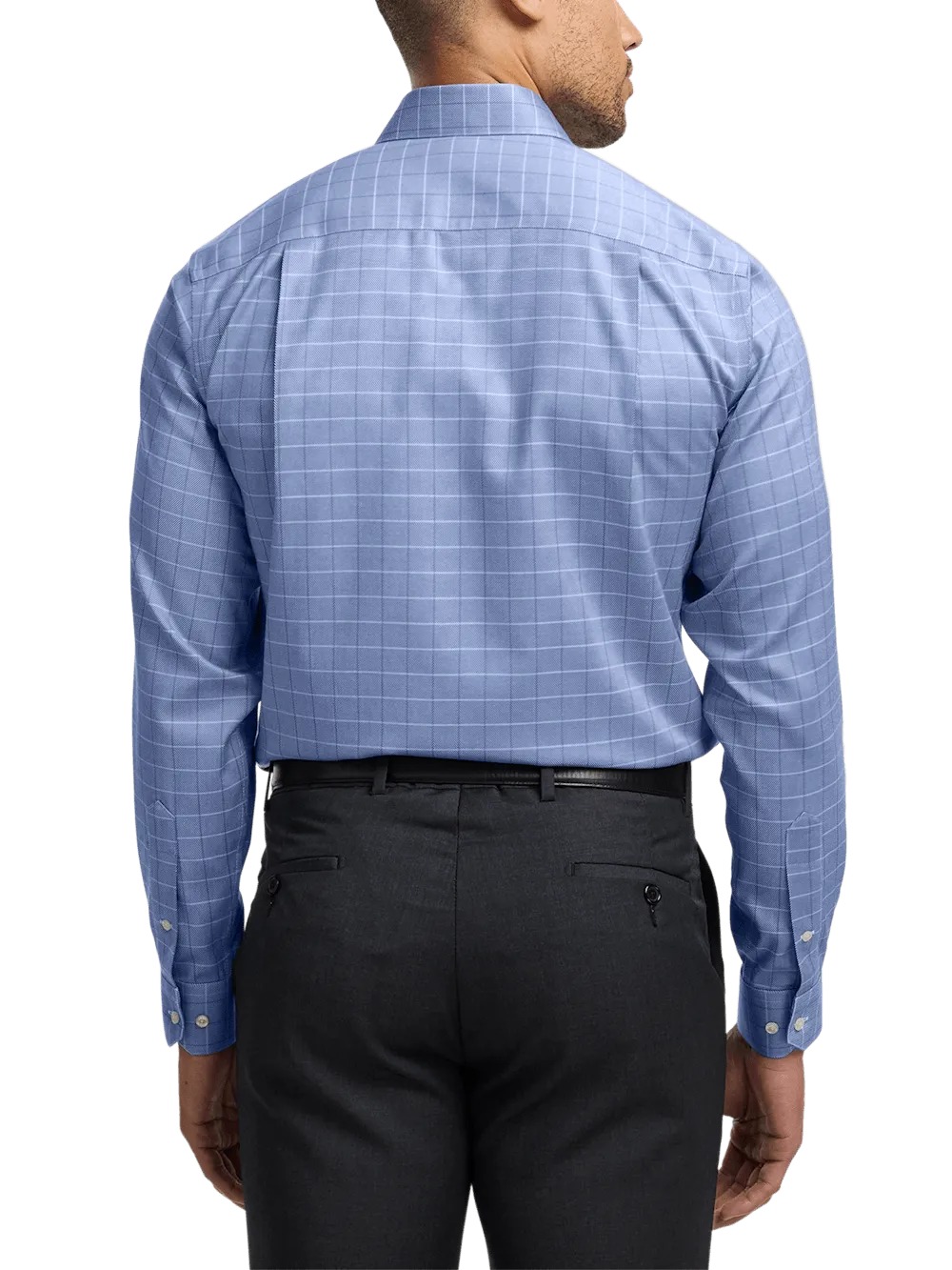 Comfort Stretch Non-Iron Check Dress Shirt - Cobalt
