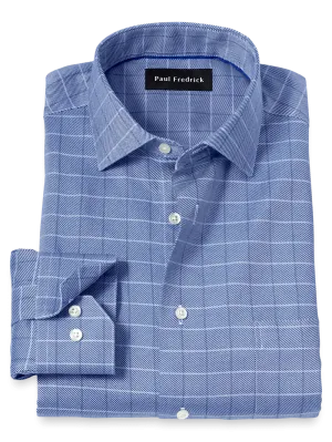 Comfort Stretch Non-Iron Check Dress Shirt - Cobalt
