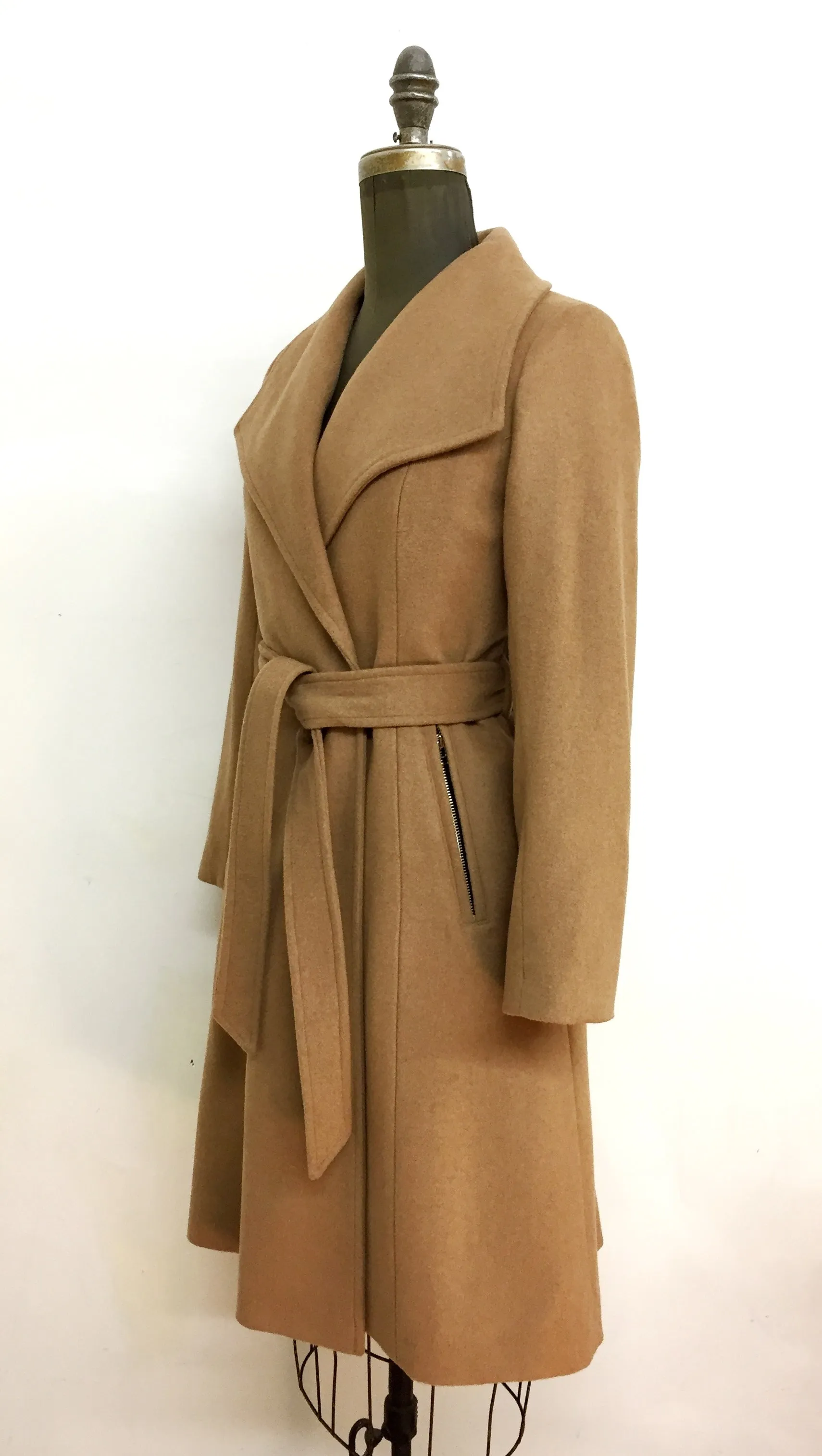 Daniela Wrap Coat Zipper Pocket - 50% Cashmere & Wool Blend