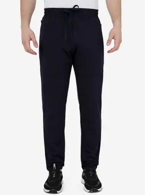 Dark Navy Blue Solid Slim Fit Track Pant | JadeBlue