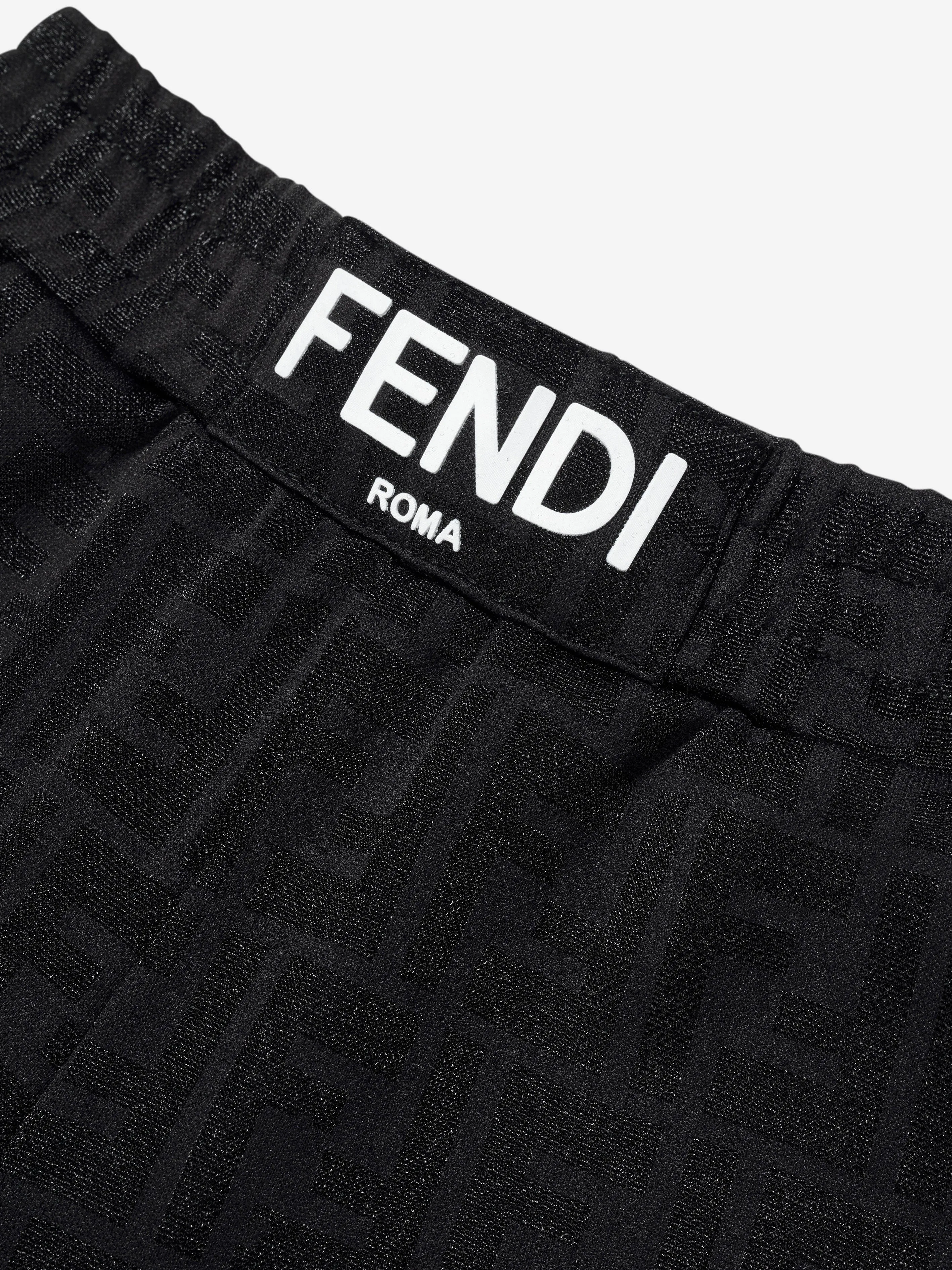 Fendi Kids Active FF Logo Shorts in Black