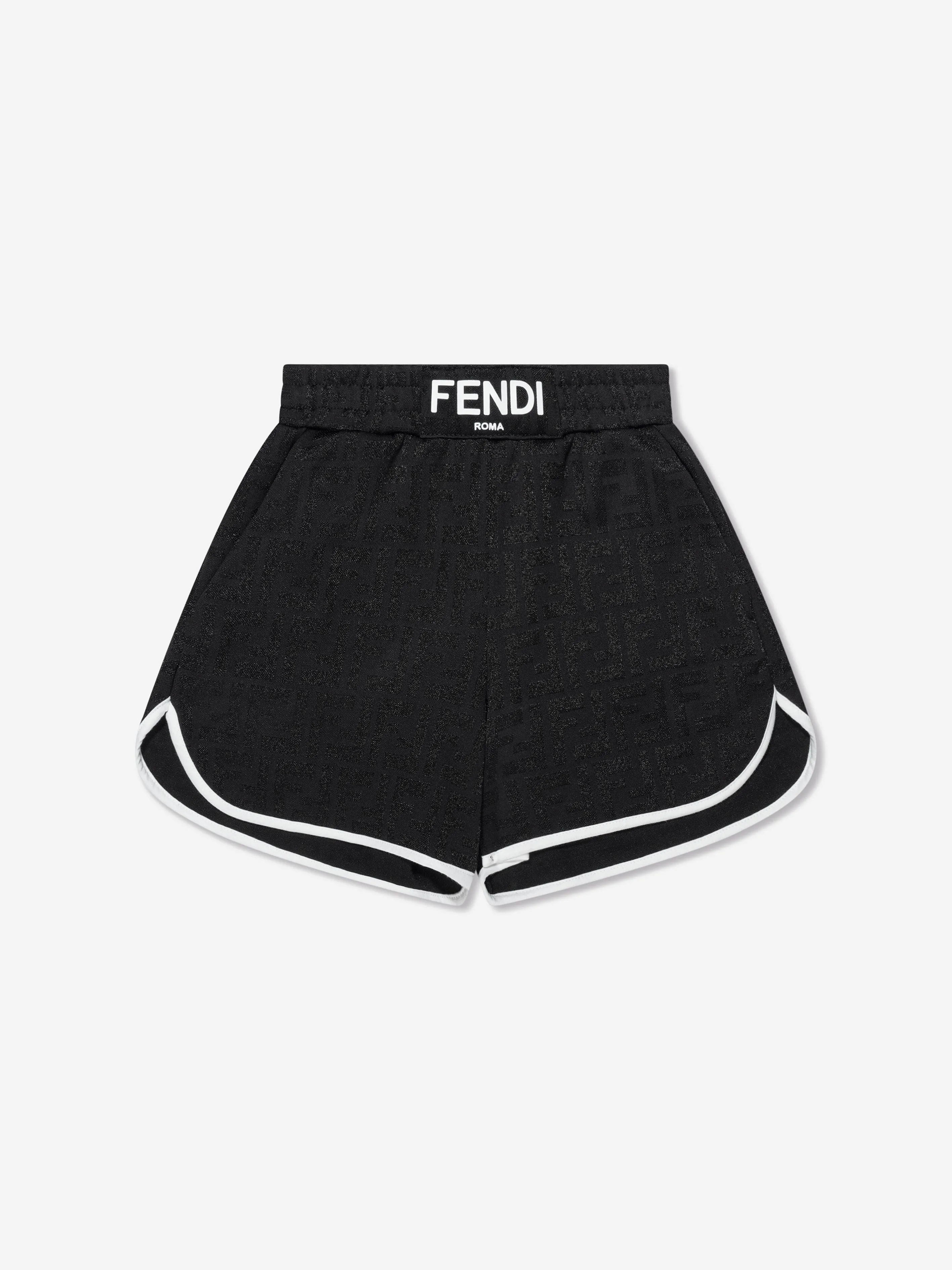 Fendi Kids Active FF Logo Shorts in Black