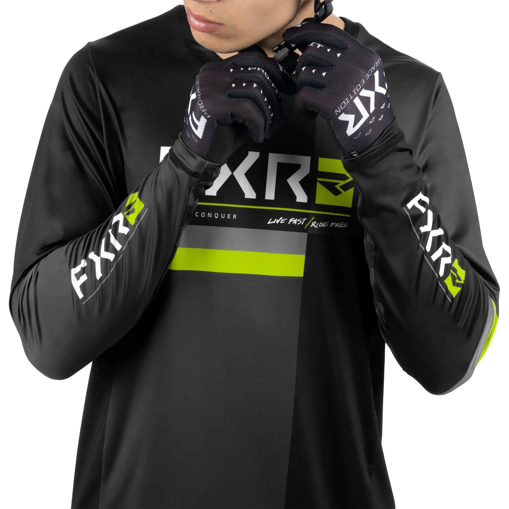 FXR ProFlex UPF Long Sleeve Offroad Jersey Black/HiVis