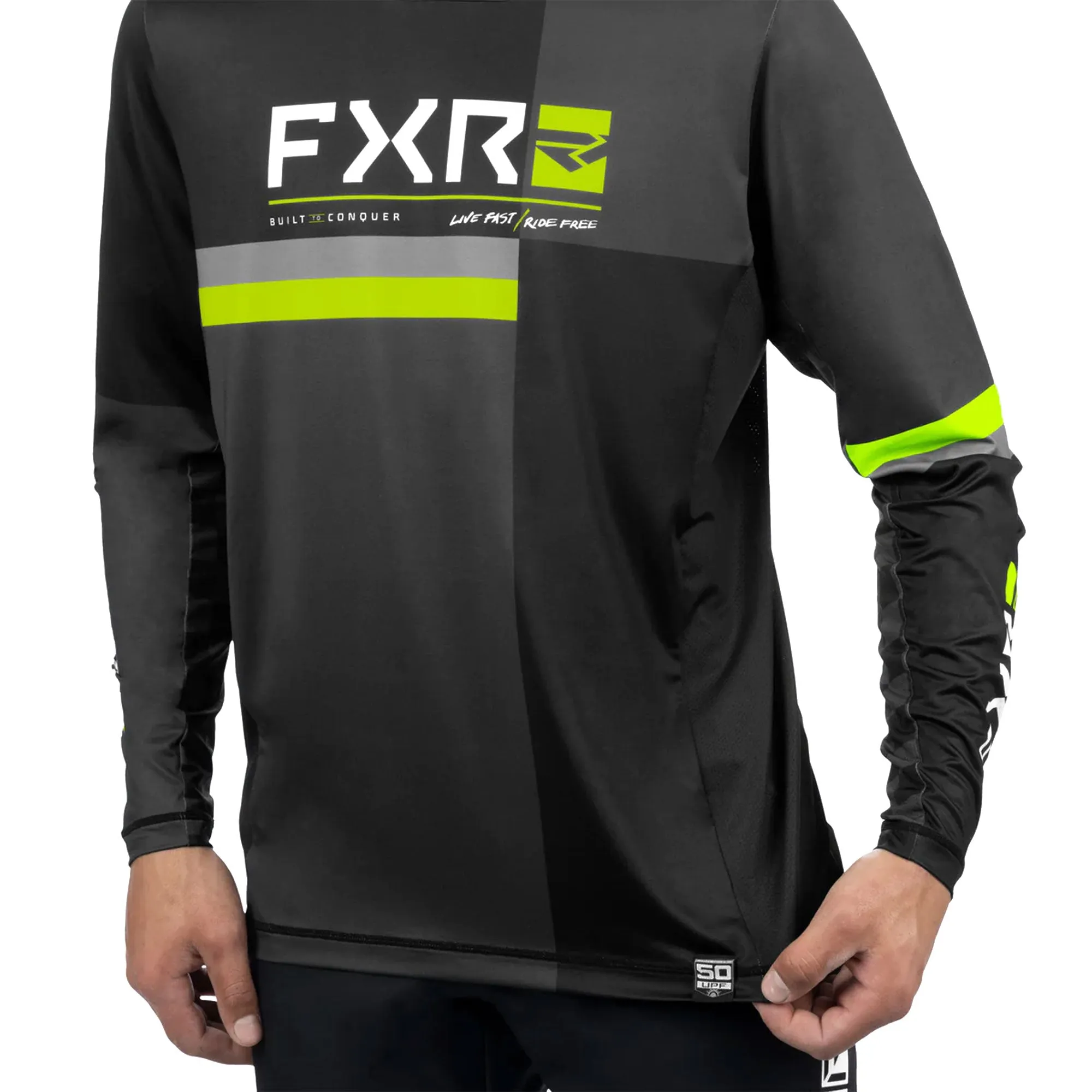 FXR ProFlex UPF Long Sleeve Offroad Jersey Black/HiVis