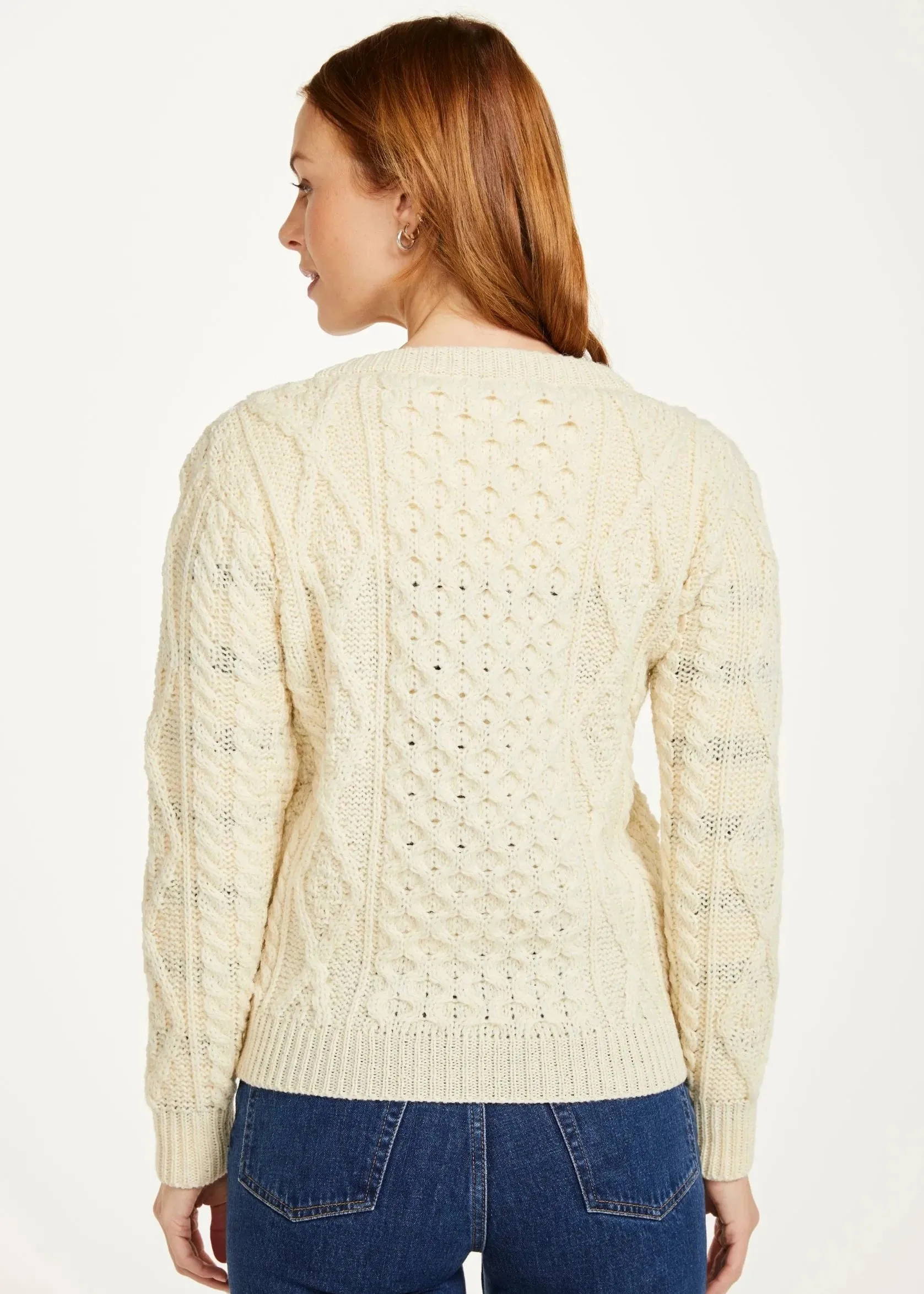 Inagh Ladies Aran Cardigan | Natural