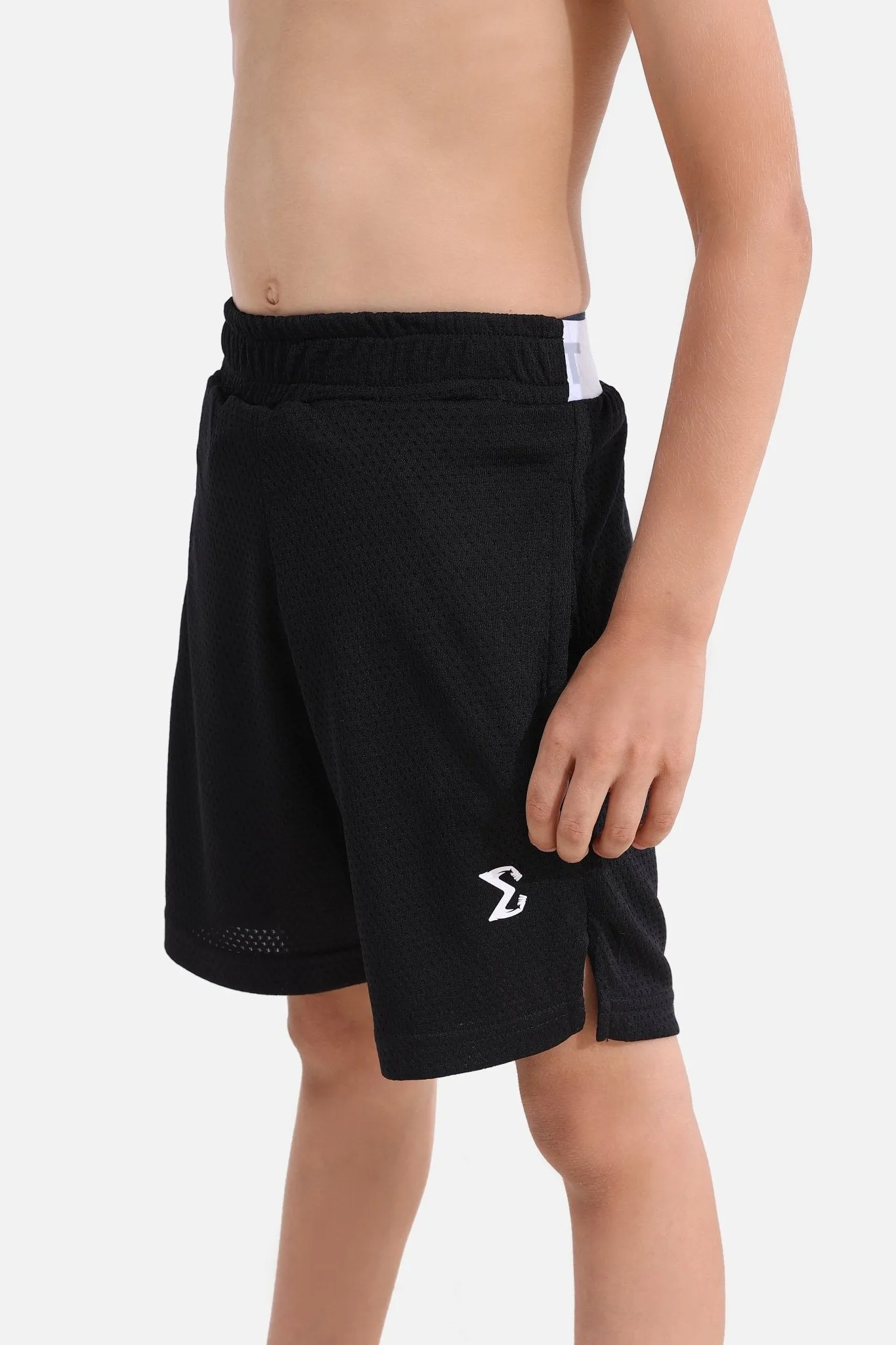 Kids Black 9 inch Shorts