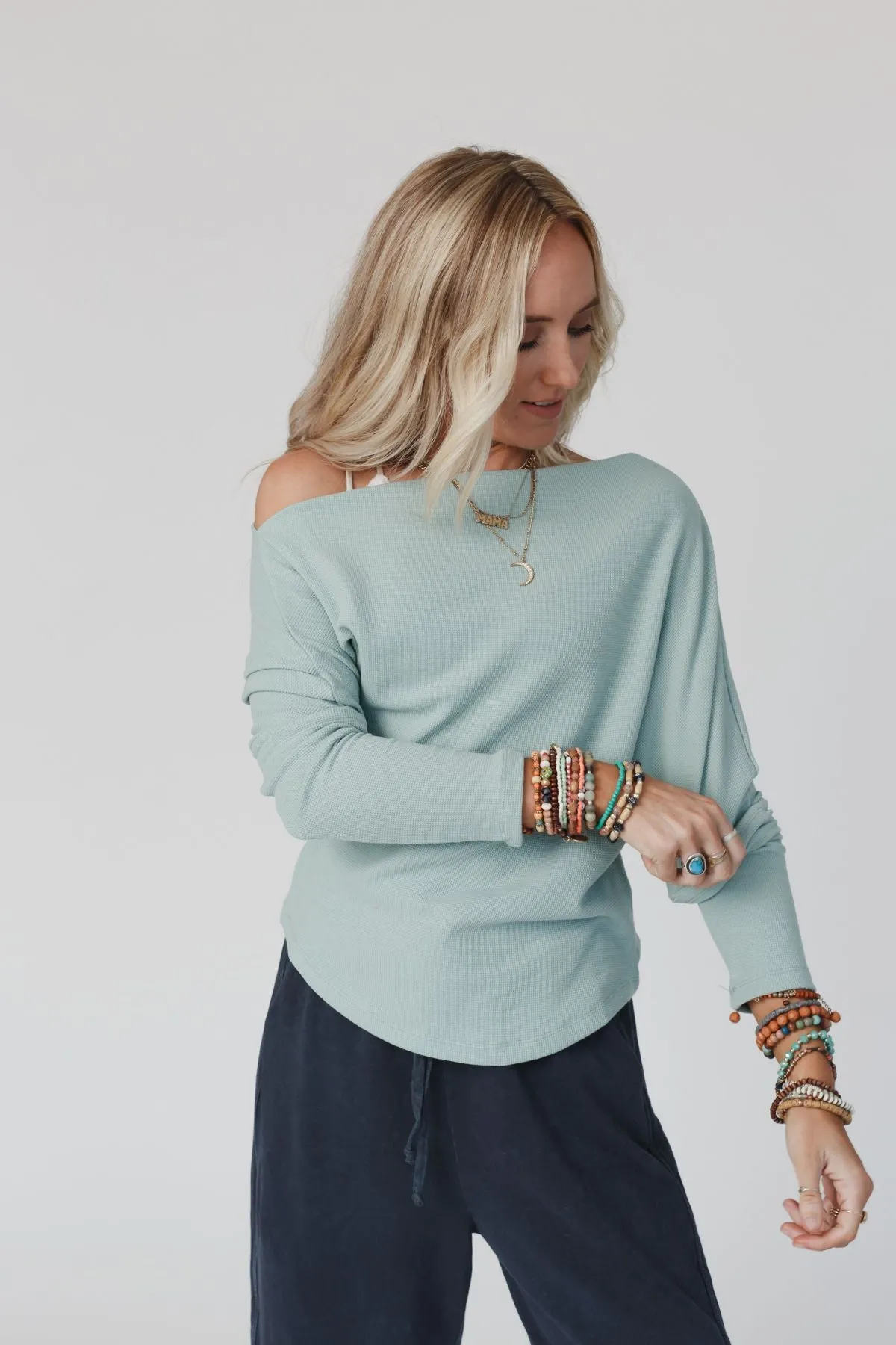 Lenny Off The Shoulder Top - Sage