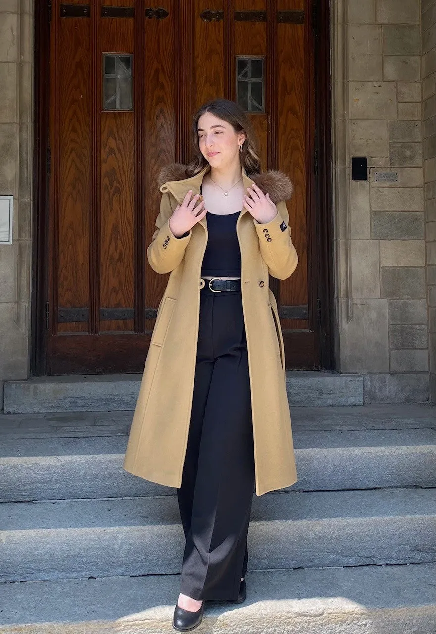 Lexi Coat- Cashmere & Wool Blend-Detachable Fox Hood