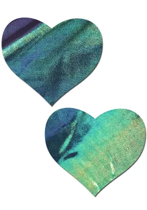 Love Heart Nipple Pasties in Liquid Black Opal