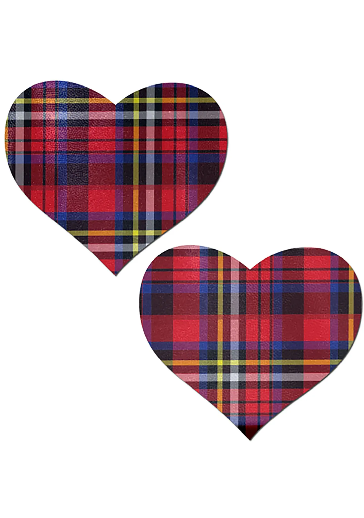 Love Plaid Punk School Girl Heart Nipple Pasties in Red