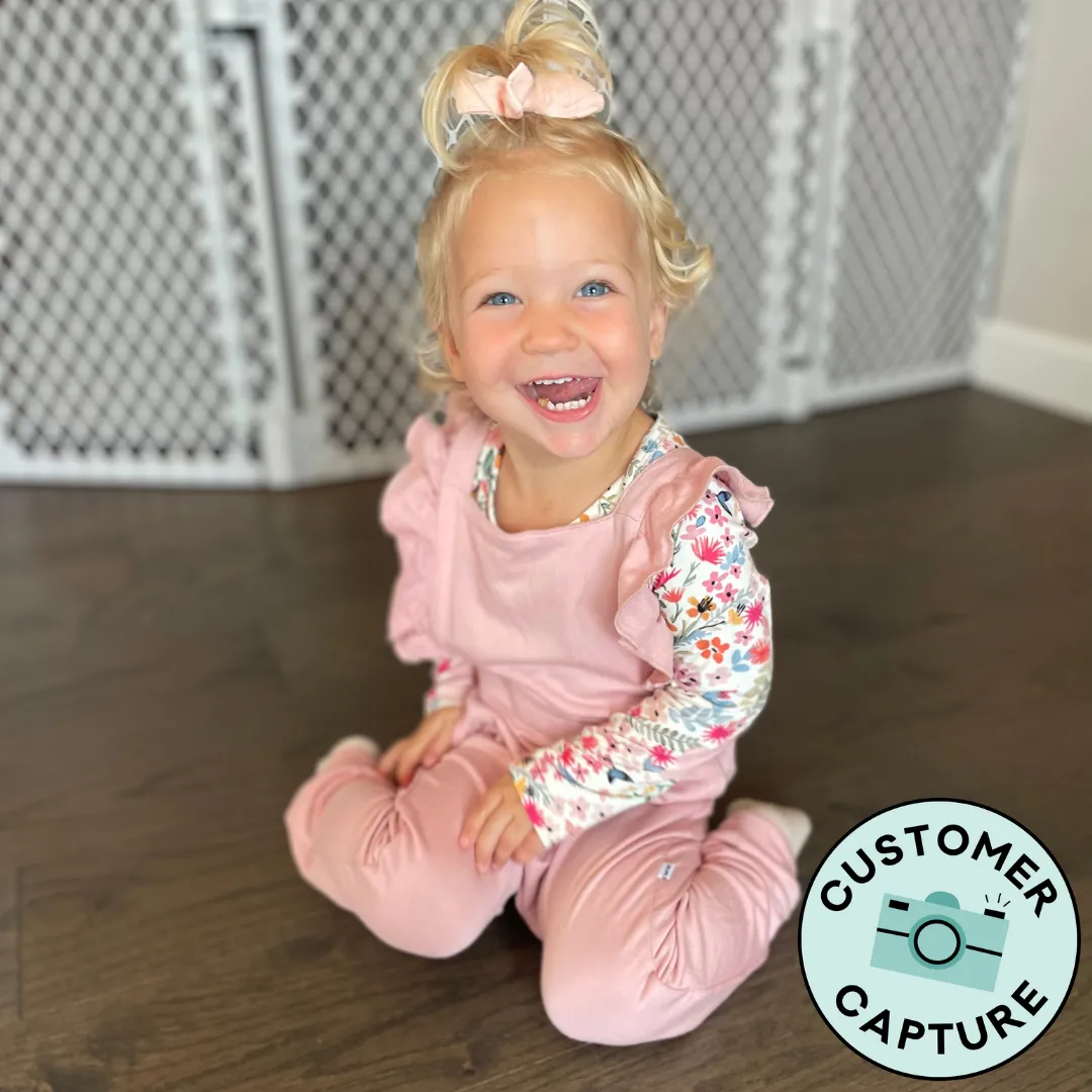 Mauve Blush Ruffle Overall Romper