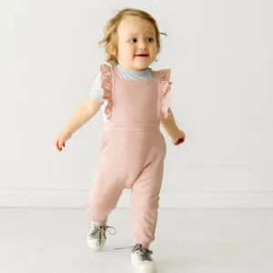 Mauve Blush Ruffle Overall Romper