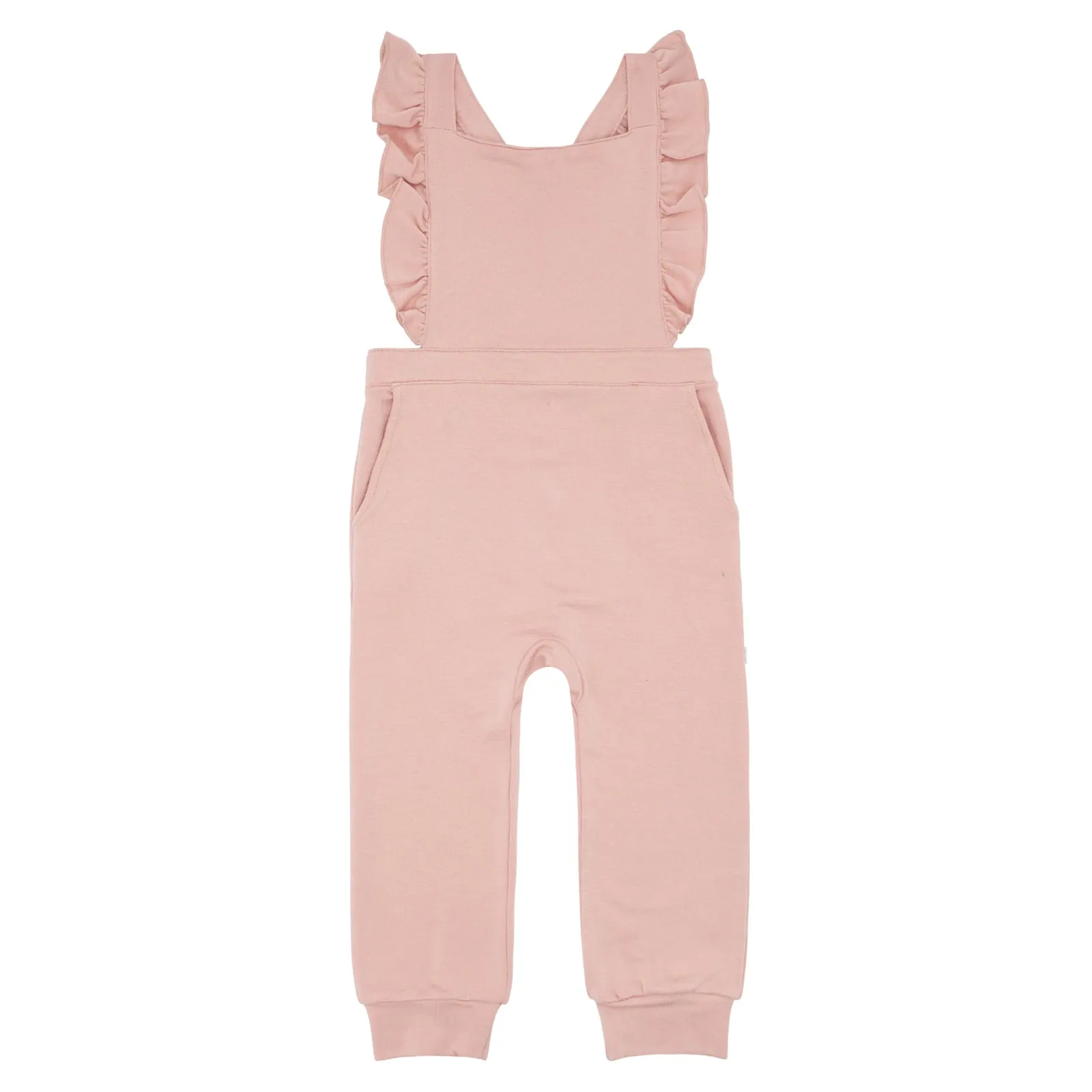 Mauve Blush Ruffle Overall Romper