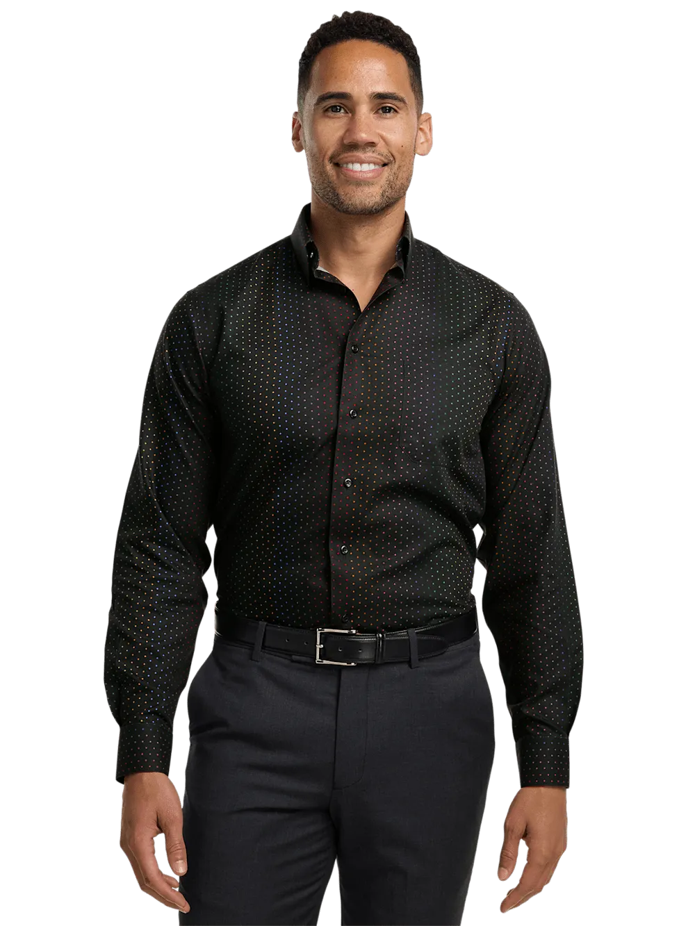 Non-Iron Cotton Dot Dress Shirt - Multi