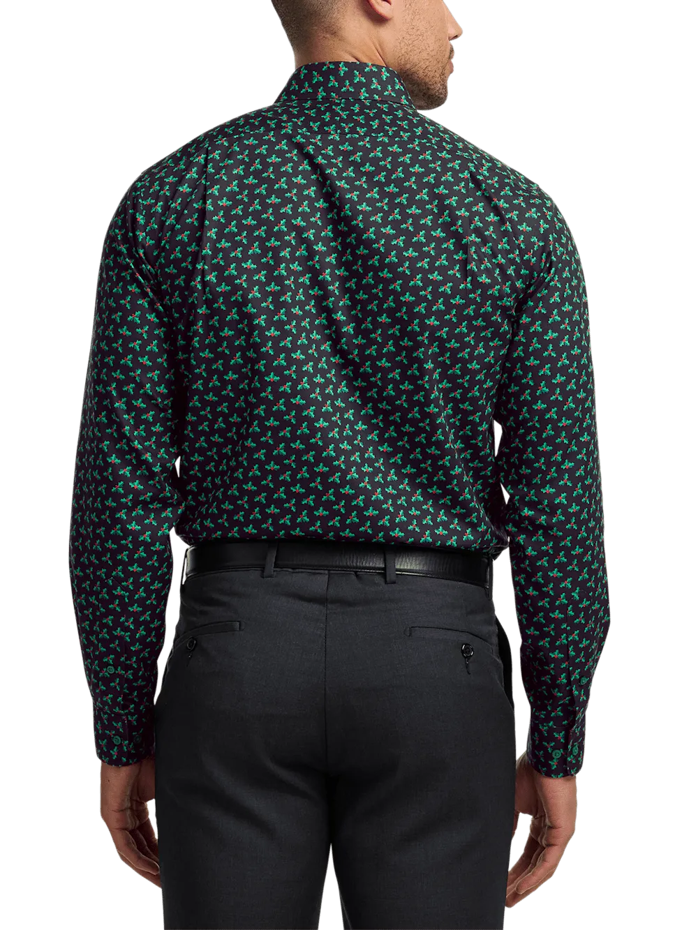 Non-Iron Cotton Holly Dress Shirt With Contrast Trim - Black