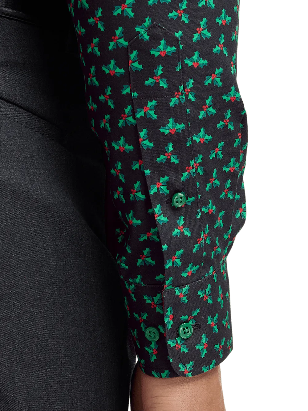 Non-Iron Cotton Holly Dress Shirt With Contrast Trim - Black