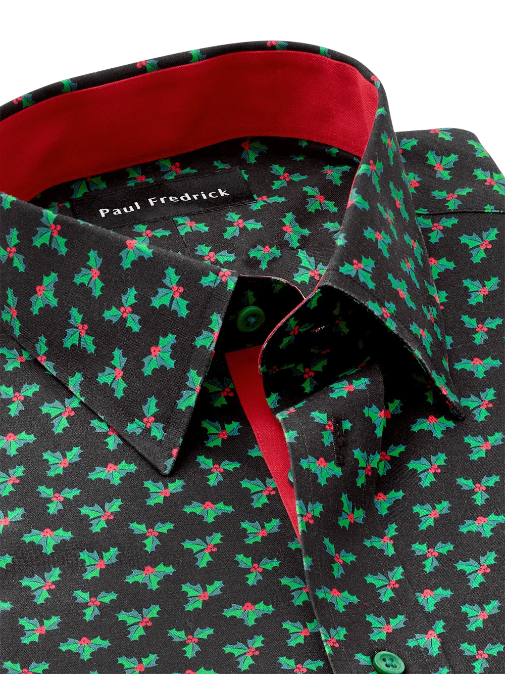 Non-Iron Cotton Holly Dress Shirt With Contrast Trim - Black