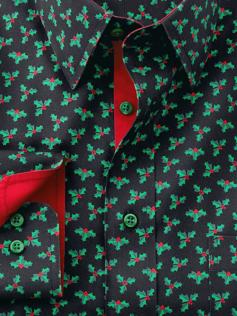 Non-Iron Cotton Holly Dress Shirt With Contrast Trim - Black