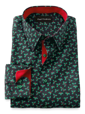 Non-Iron Cotton Holly Dress Shirt With Contrast Trim - Black