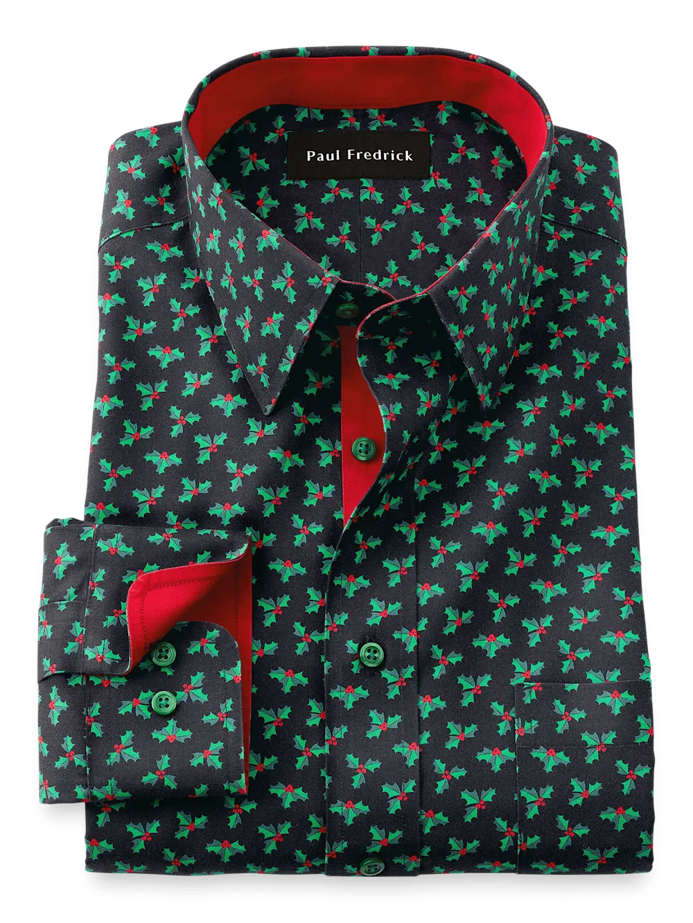 Non-Iron Cotton Holly Dress Shirt With Contrast Trim - Black