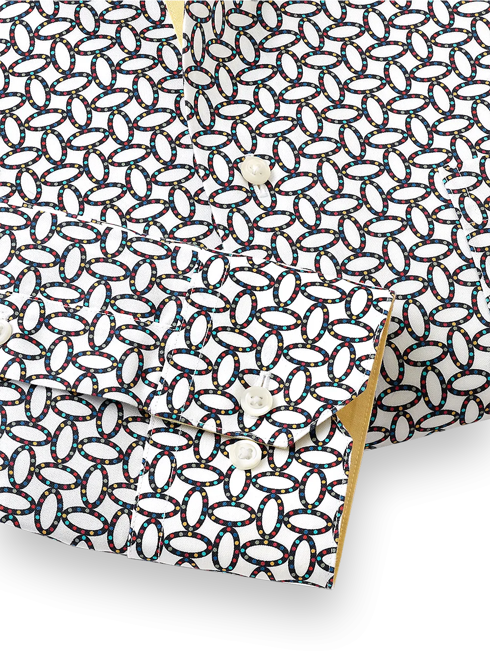 Non-Iron Cotton Print Dress Shirt With Contrast Trim - Multi