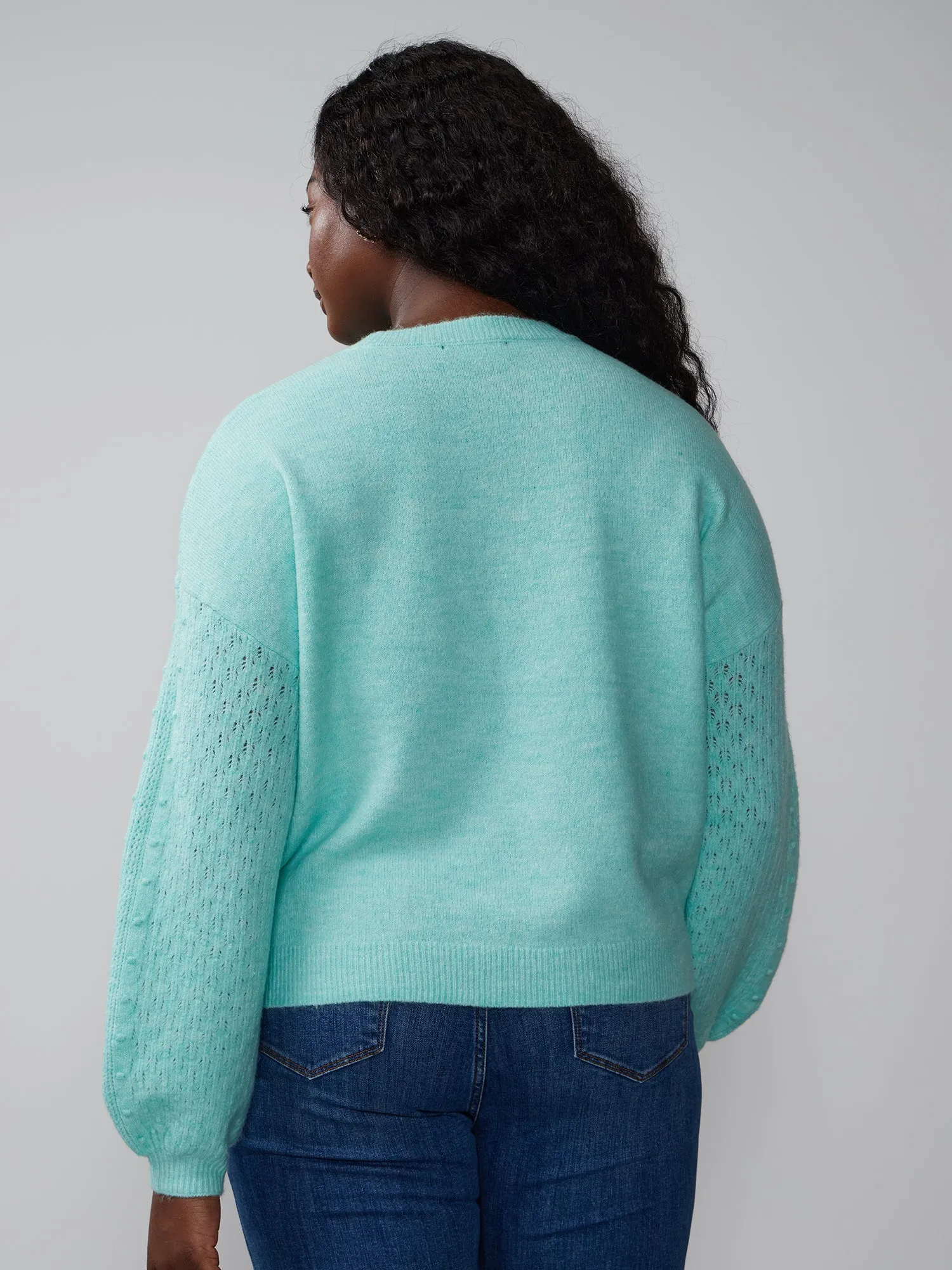 Plus Crew Neck Balloon Sleeve Pullover