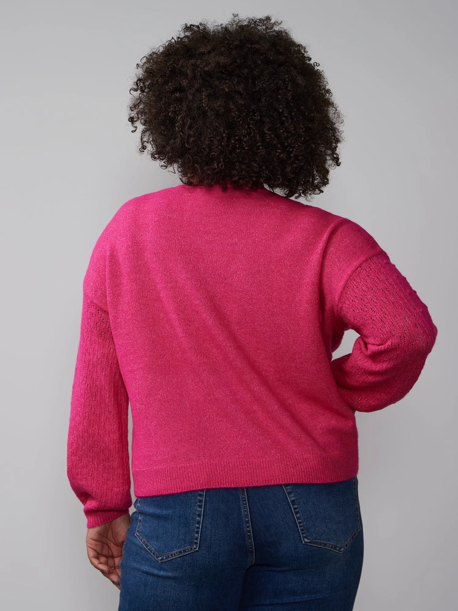 Plus Crew Neck Balloon Sleeve Pullover