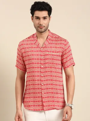 Red Printed Muslin Shirt - MM0884
