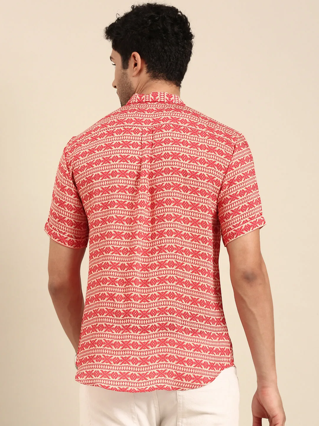 Red Printed Muslin Shirt - MM0884