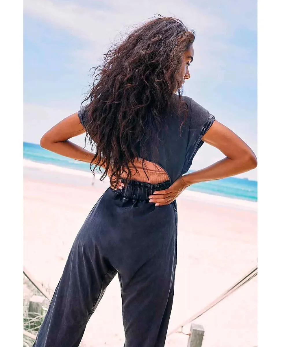 Restocked Hot Shot V-Neck Onesie Washed Black