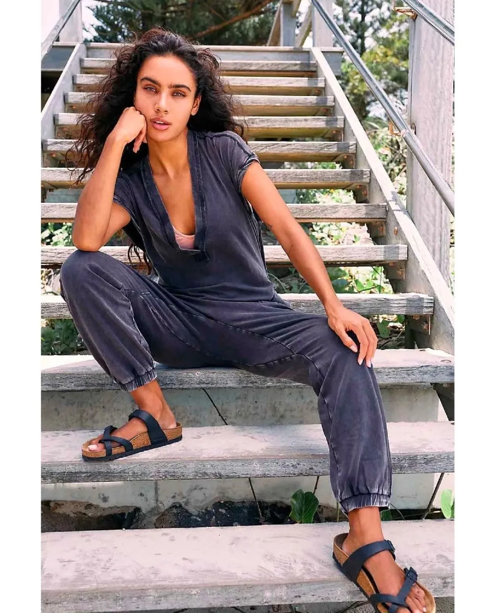 Restocked Hot Shot V-Neck Onesie Washed Black