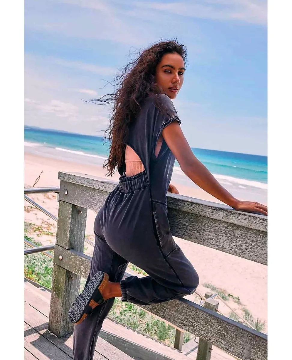 Restocked Hot Shot V-Neck Onesie Washed Black