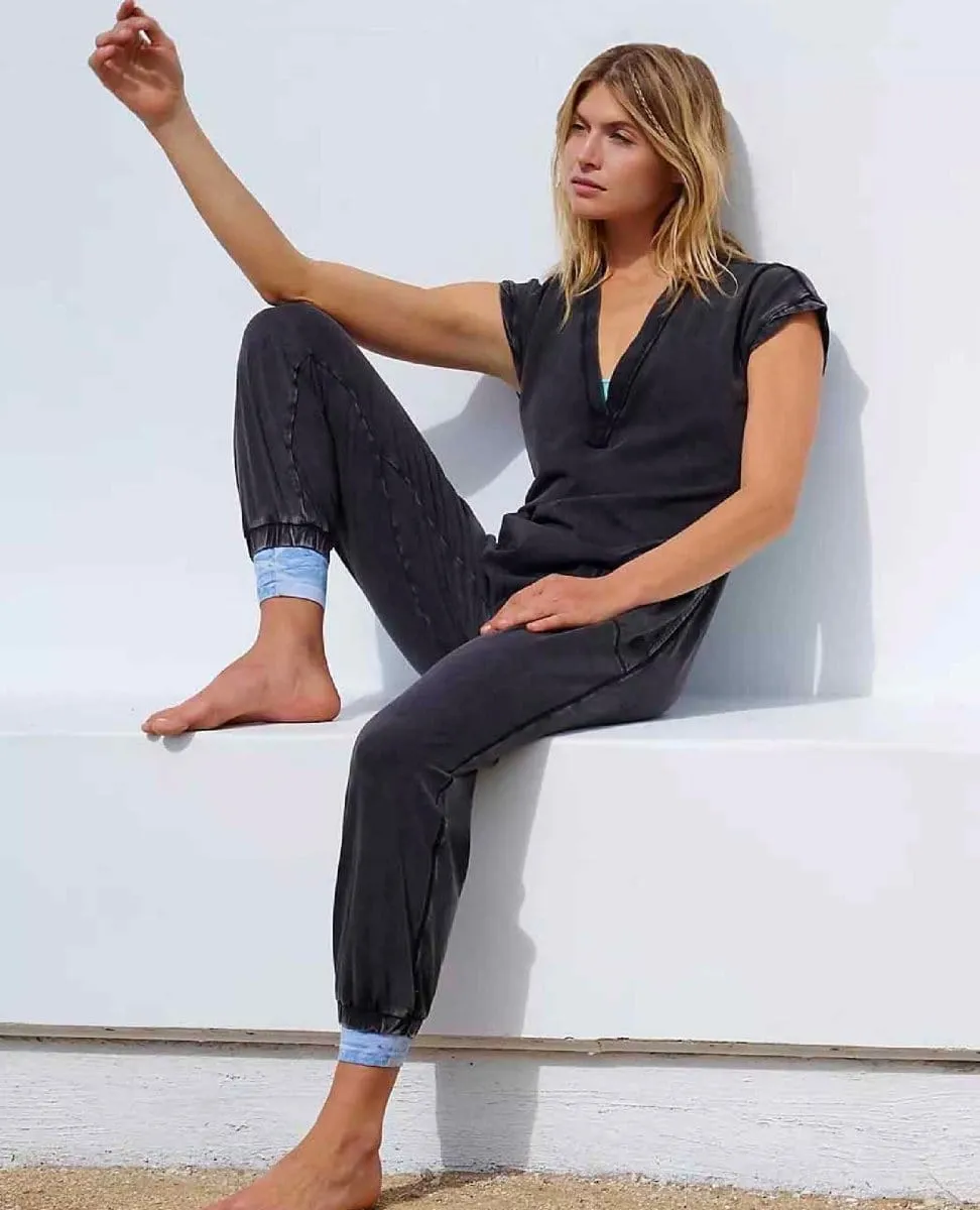 Restocked Hot Shot V-Neck Onesie Washed Black
