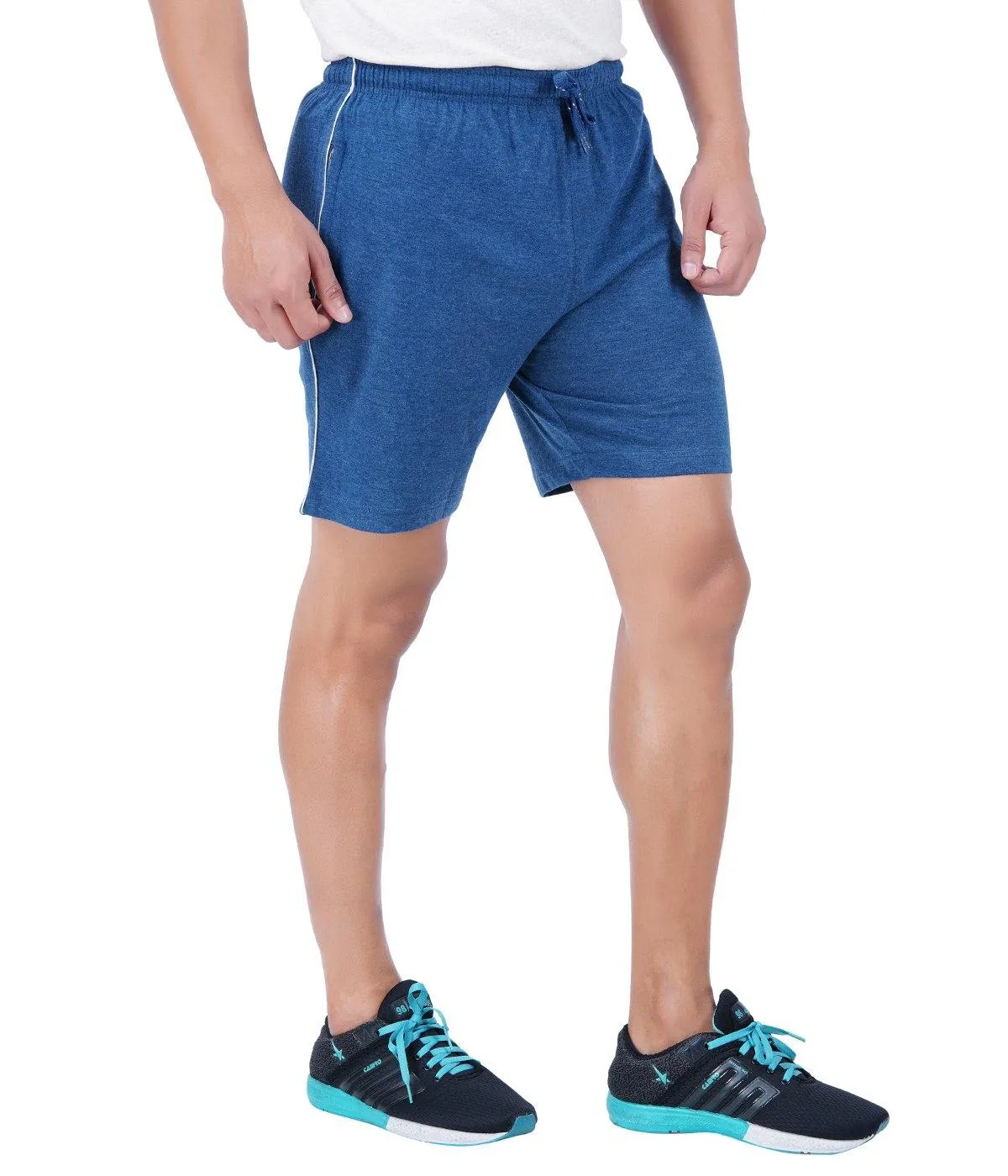 Shorts - Blue Knitted Shorts For Mens | Ariser