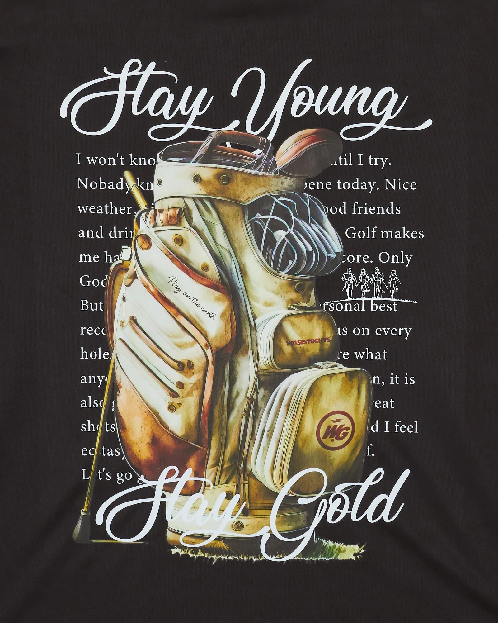 Stay Young,Stay Gold MOCK NECK TEE BLACK