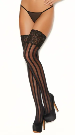 Striped Lace Top Thigh Highs