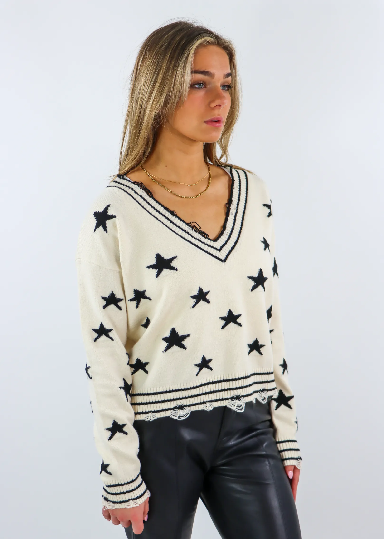 The Sweet Life Sweater ★ Cream With Black Stars