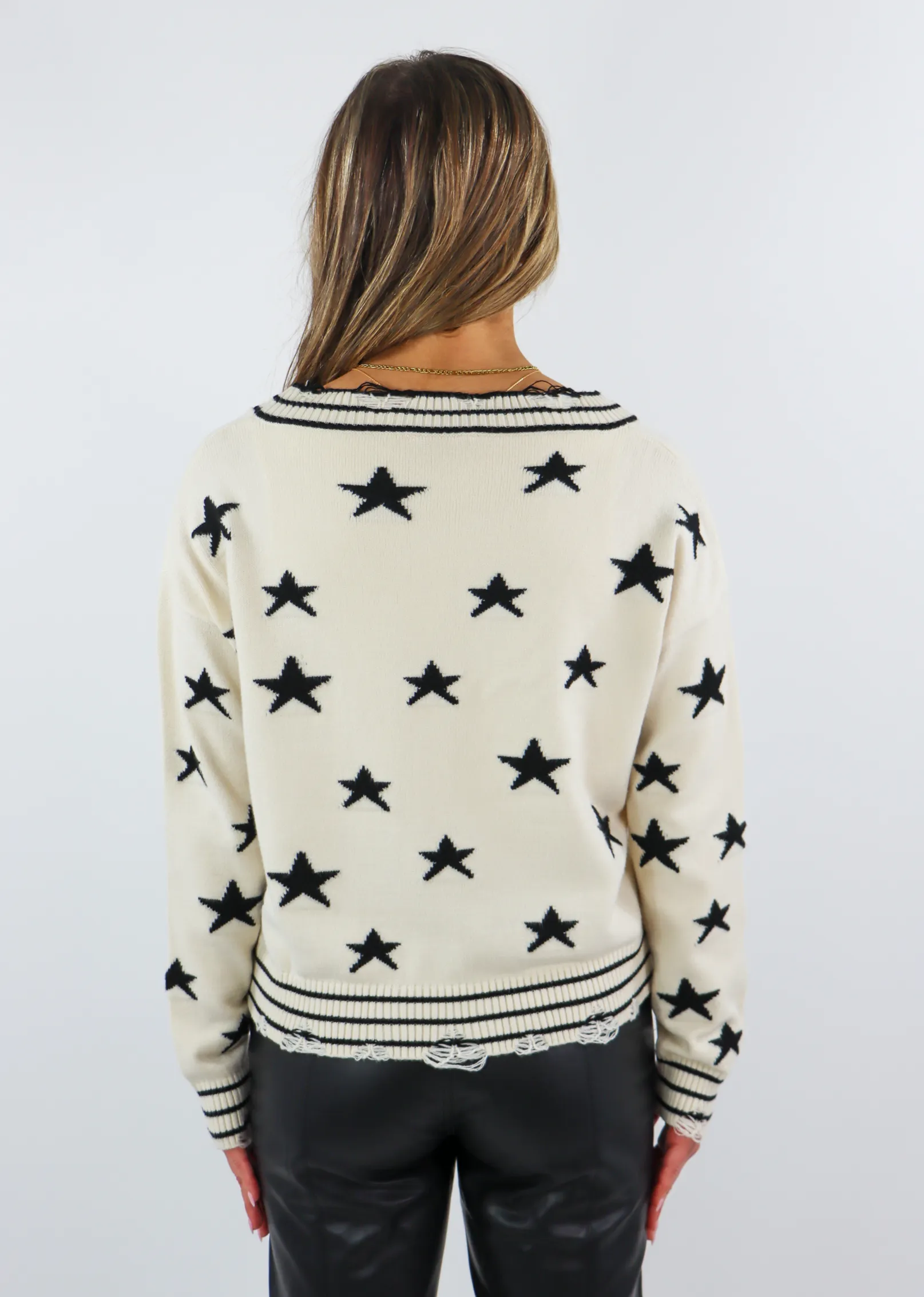 The Sweet Life Sweater ★ Cream With Black Stars